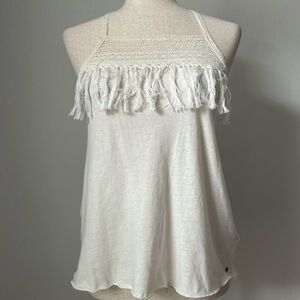 Denim & Supply Ralph Lauren Cream Relaxed Ruffled Tank Top